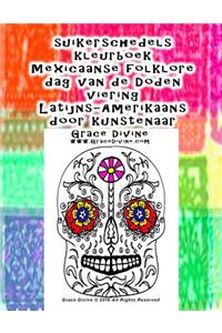 suikerschedels kleurboek Mexicaanse folklore dag van de Doden viering Latijns-Amerikaans door kunstenaar Grace Divine