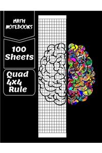 math notebooks quad 4x4 rule, 100 sheets