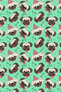 Journal Notebook Funny Pugs Pattern 4
