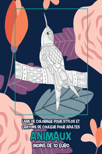 Livre de coloriage pour stylos et crayons de couleur pour adultes - Moins de 10 euro - Animaux