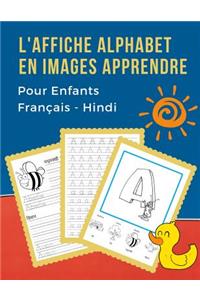 L'Affiche Alphabet en Images Apprendre Pour Enfants Français - Hindi