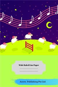 Music Animal Theme Wide Ruled Line Paper