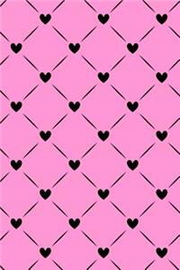 Journal Notebook Black Quilted Hearts Pattern 3