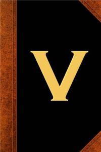 Monogram V Personalized Journal Custom Monogram Gift Idea Letter V Vintage Style