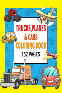 Trucks Planes and Cars Coloring Book