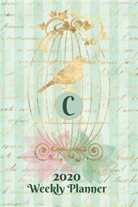 Plan On It 2020 Weekly Calendar Planner 15 Month Pocket Appointment Notebook - Gilded Bird In A Cage Monogram Letter C