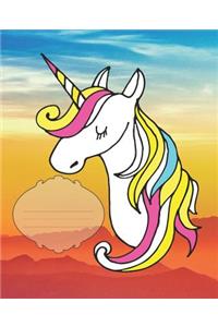Unicorn & Colorful Sky Cover Girls Composition Wide-ruled Blank Line School Notebook