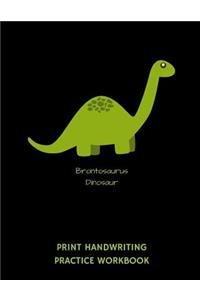 Brontosaurus Dinosaur Print Handwriting Practice Workbook