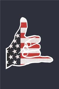 Stars Stripes Diary - 4th of July Notebook - USA Flag Journal 'Shaka Red White Blue'