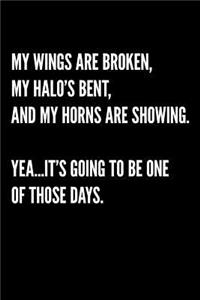 My Wings Are Broken, My Halo's Bent, and My Horns Are Showing. Yea...It's Going to Be One of Those Days.