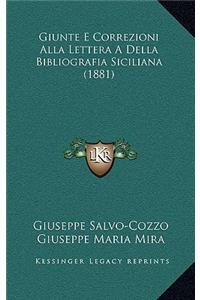 Giunte E Correzioni Alla Lettera A Della Bibliografia Siciliana (1881)