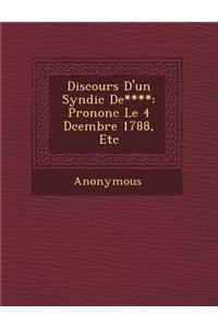 Discours D'Un Syndic de****