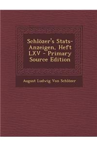 Schlozer's STATS-Anzeigen, Heft LXV