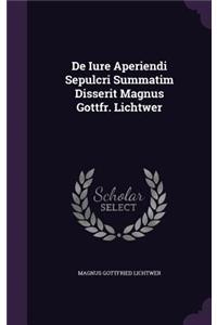 de Iure Aperiendi Sepulcri Summatim Disserit Magnus Gottfr. Lichtwer