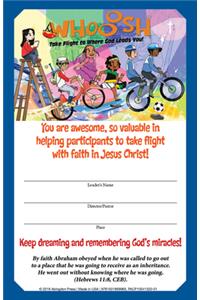 Vacation Bible School (Vbs) 2019 Whooosh Leader Certificates (Pkg of 12): Take Flight to Where God Leads You!