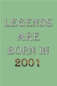 Legends Are Born In 2001 Notebook