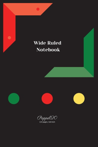 Wide ruled Notebook- Black Cover -124 pages - 6x9-Inches