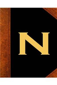 Monogram N Personalized School Composition Book Vintage Style 130 Pages