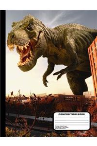 Dinosaur Attacks and Fighter Jets Defend Composition Notebook College Ruled 200 pages / 100 sheets, 9-3/4