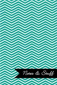 Notes & Stuff Lined Notebook With Persian Green Chevron Pattern Cover