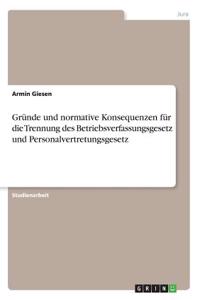 Gründe und normative Konsequenzen für die Trennung des Betriebsverfassungsgesetz und Personalvertretungsgesetz