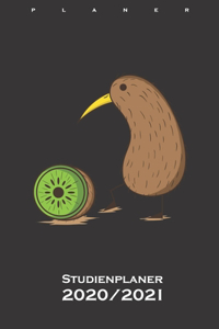 Kiwivogel mit einer aufgeschnittenen Kiwifrucht Studienplaner 2020/21