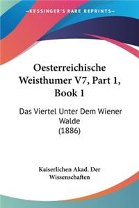 Oesterreichische Weisthumer V7, Part 1, Book 1