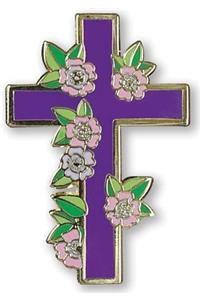 Enamel Pin Floral Cross