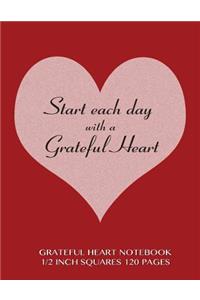 Grateful Heart Roman Grid Notebook 1/2 inch squares 120 pages