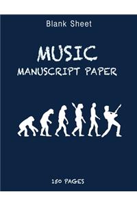 Guitar Player Evolution Funny Notebook Guitarist Musician, Blank Sheet Music Notebook