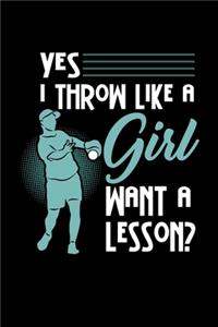 Softball Notebook Yes I Throw Like A Girl Want A Lesson?