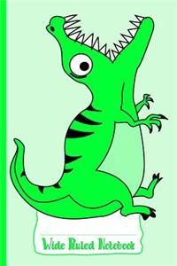 Green Hungry Dinosaur Wide Ruled