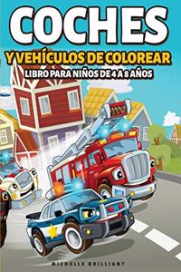 Coches y vehículos de colorear Libro para Niños de 4 a 8 Años: 50 imágenes de autos, motocicletas, camiones, excavadoras, aviones, botes que entretendrán a los niños y los involucrarán en actividades creativas y