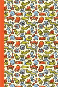 Journal: Sea Creatures (Orange) 6x9 - Graph Journal - Journal with Graph Paper Pages - Square Grid Pattern
