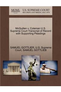 McQuillen V. Coleman U.S. Supreme Court Transcript of Record with Supporting Pleadings