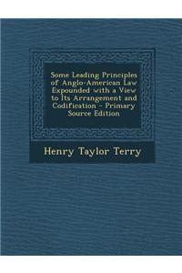 Some Leading Principles of Anglo-American Law Expounded with a View to Its Arrangement and Codification - Primary Source Edition