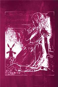 Alice in Wonderland Chalkboard Journal - Alice and The White Rabbit (Pink)