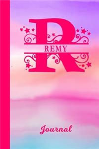 Remy Journal: Personalized Custom First Name Personal Writing Diary - Cute Pink & Purple Watercolor Effect Cover - Daily Journaling for Journalists & Writers for 