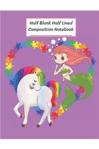 Half Blank Half Lined Composition Notebook