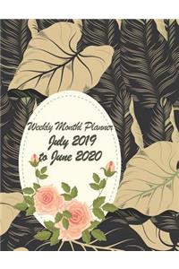 Weekly Monthly Planner July 2019 to June 2020