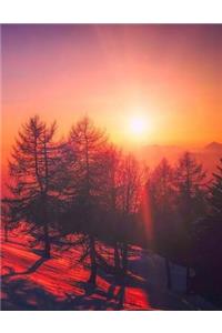 Italy Sunset Mountains Snow Sky Beautiful Italian Landscape Notebook Journal