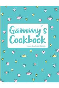 Gammy's Cookbook Aqua Blue Hearts Edition