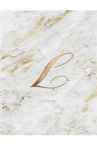 Notebook: Marble Elegant Gold Monogram Initial Letter L Minimalist Notebook Journal for Women, Girls and School Wide Rule (8.5 in X 11 In)