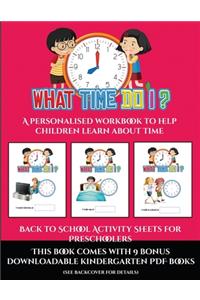 Back to School Activity Sheets for Preschoolers (What time do I?)