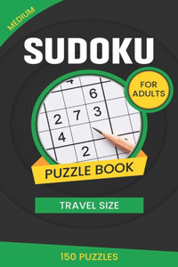medium sudoku puzzle book for adults travel size 150 puzzles