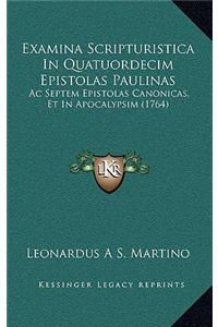 Examina Scripturistica In Quatuordecim Epistolas Paulinas