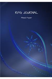 RPG Journal mixed paper: Lined, hex, graph & dot grid pages for Dungeon Masters and Players to track and record their adventures and campaigns (blue flower)