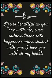 Life is beautiful as you are with me; even sadness turns into happiness when shared with you. I love you with all my heart.