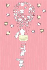 Pink Air Balloon Bunny Friends Journal