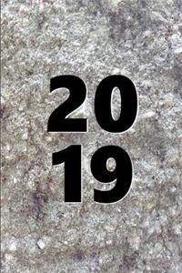 2019 Daily Planner Large Font Block Style Engraved Carved Stone 384 Pages